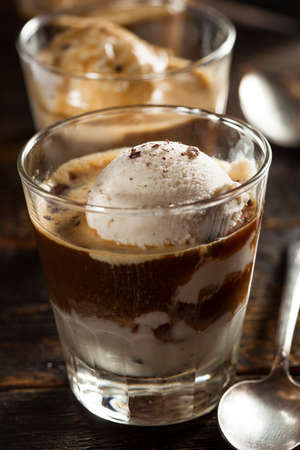 Homemade Affogato with Ice Cream and Coffee