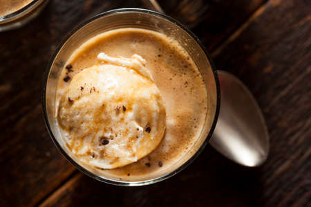 Homemade Affogato with Ice Cream and Coffee