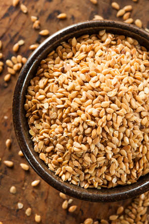 Organic Raw Flax Seeds in a Bowl