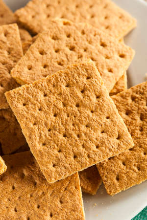Healthy Honey Graham Crackers on a Plateの写真素材