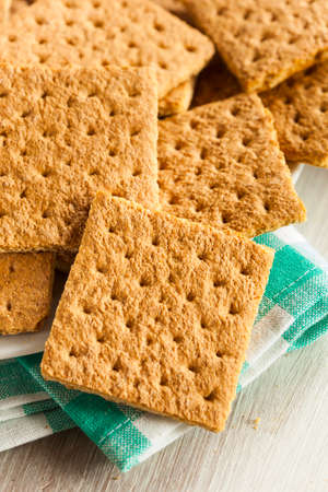 Healthy Honey Graham Crackers on a Plateの写真素材