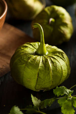Group of Organic Green Tomatillos on a Background