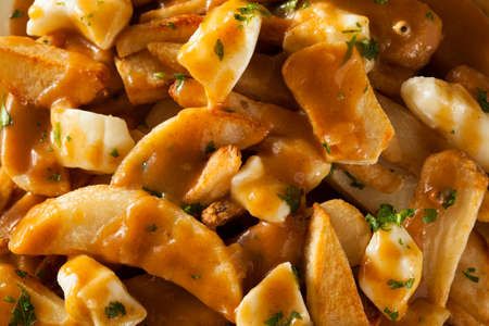 Unhealthy Delicious Poutine with French Fries and Gravyの写真素材