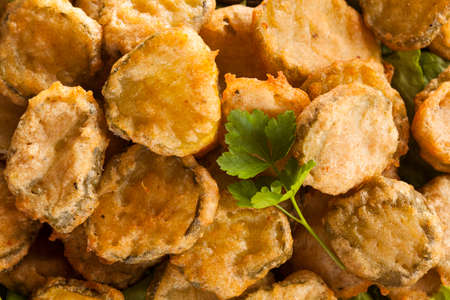 Delicious Battered Fried Pickles with Dipping Sauceの写真素材