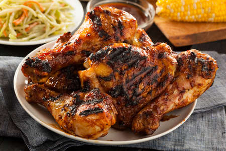 Homemade Grilled Barbecue Chicken with all the Sides