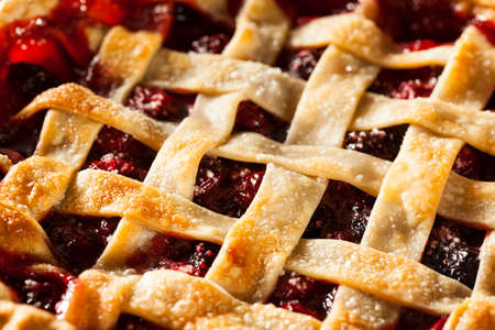 Delicious Homemade Cherry Pie with a Flaky Crustの写真素材