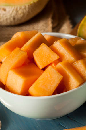 Health Organic Orange Cantaloupe All Cut Upの写真素材