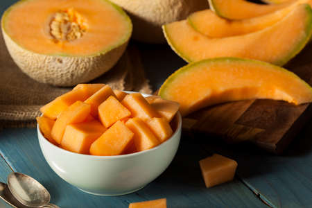 Health Organic Orange Cantaloupe All Cut Upの写真素材