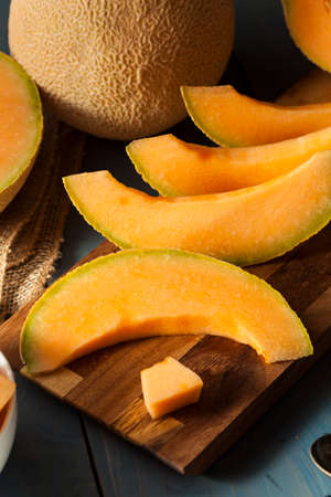Health Organic Orange Cantaloupe All Cut Upの写真素材