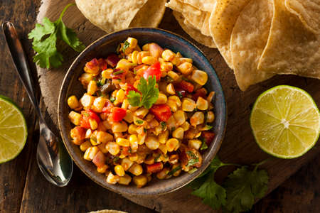 Homemade Spicy Corn Salsa with Tortilla Chips
