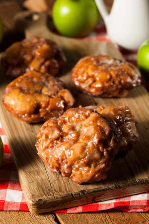 Homemade Glazed Apple Fritters with Cinnamon and Applesの写真素材