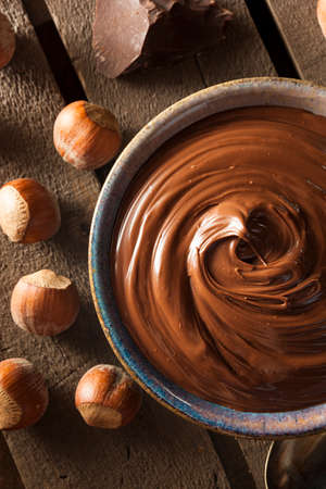 Homemade Chocolate Hazelnut Spread on a Background