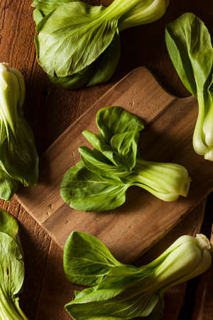 Raw Organic Baby Bok Choy on a Backgroundの写真素材