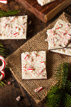 Homemade Holiday Peppermint Bark with White and Dark Chocolateの写真素材