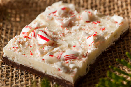 Homemade Holiday Peppermint Bark with White and Dark Chocolateの写真素材