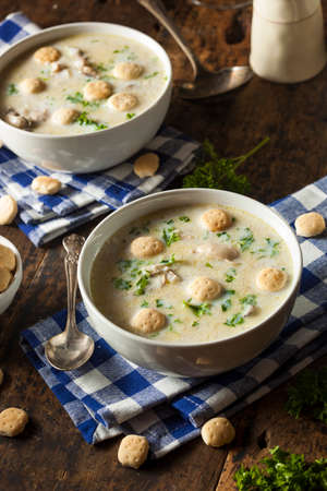 Homemade Oyster Stew with Parsley and Crackers