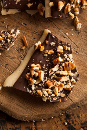 Homemade Chocolate English Toffee Topped with Nutsの写真素材