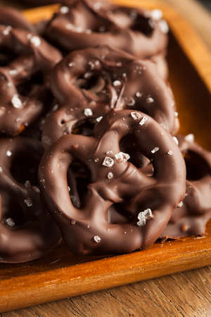 Homemade Chocolate Covered Pretzels with Sea Saltの写真素材