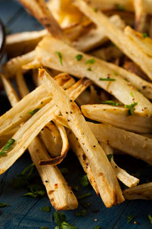 Homemade Parsley Root French Fries with Ketchupの写真素材