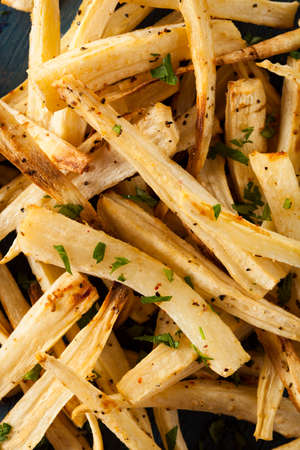 Homemade Parsley Root French Fries with Ketchupの写真素材