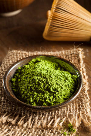 Raw Organic Green Matcha Tea in a Bowl