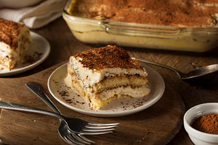 Homemade Tiramisu for Dessert with Coffee and Chocolateの写真素材