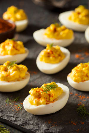 Homemade Spicy Deviled Eggs with Paprika and Dill