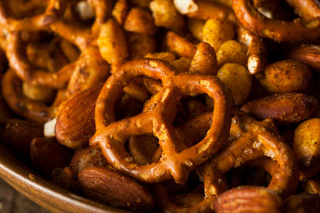 Seasoned Pub Snack Mix with Nuts and Pretzelsの写真素材