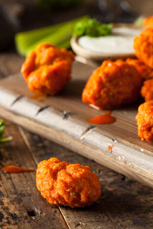 Hot and Spicy Boneless Buffalo Chicken Wings with Ranchの写真素材