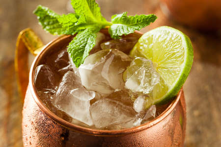 Icy Cold Moscow Mules with Ginger Beer and Vodkaの写真素材