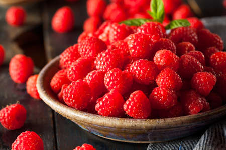 Fresh Organic Raw Raspberries in a Bowl