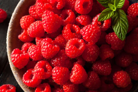 Fresh Organic Raw Raspberries in a Bowl