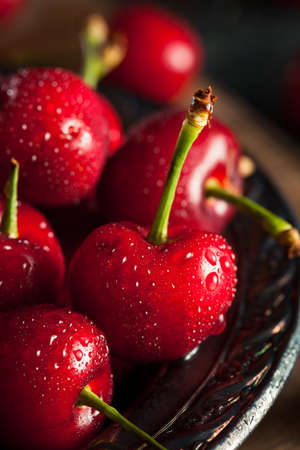 Raw Organic Red Cherries Ready to Eat