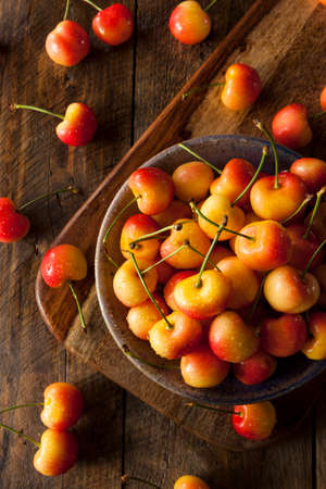 Healthy Organic Rainier Cherries in a Bowl