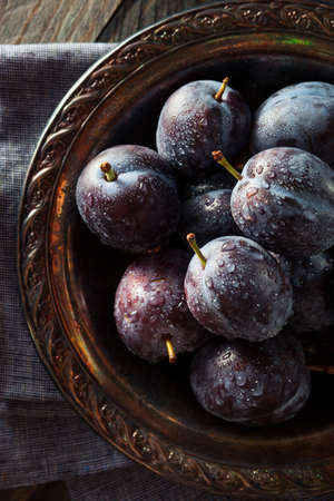 Organic Ripe Purple Prune Plums Ready to Eat