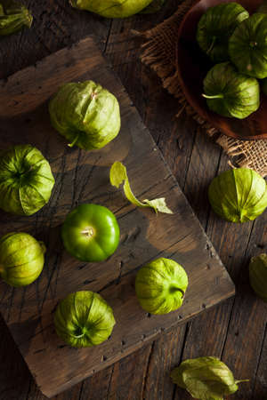 Healthy Organic Green Tomatillos Ready to Eatの写真素材