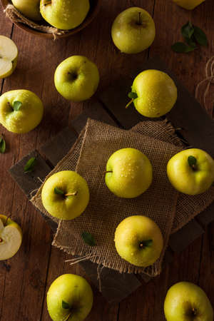 Raw Organic Golden Delicious Apples Ready to Eatの写真素材