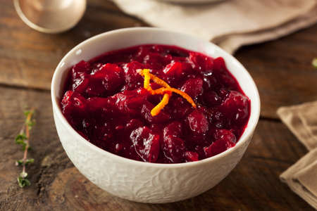 Homemade Organic Red Cranberry Sauce for Thanksgivingの写真素材