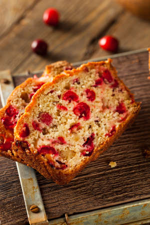 Hot Homemade Cranberry Bread Cut into Slices