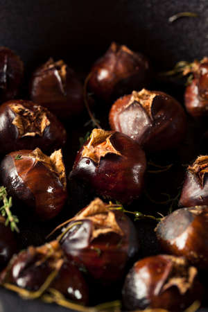 Organic Roasted Chestnuts with Herbs and Butterの写真素材