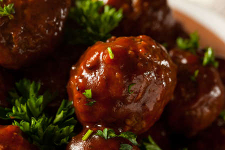 Homemade Barbecue Meat Balls with Red Sauceの写真素材