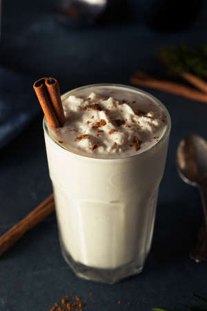 Homemade Eggnog Ice Cream Milkshake for the Holidaysの写真素材