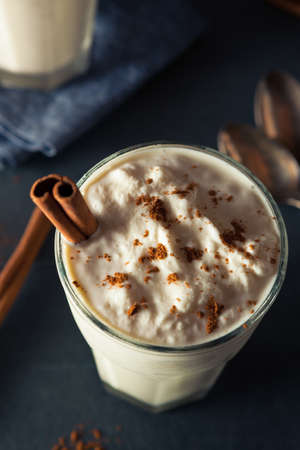 Homemade Eggnog Ice Cream Milkshake for the Holidaysの写真素材