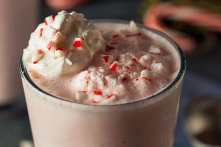Candy Cane Peppermint Milkshake Ready for Christmas