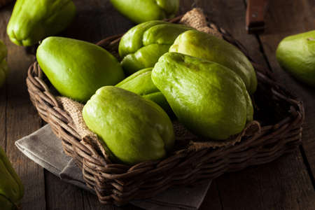 Raw Green Organic Chayote Ready to Eatの写真素材