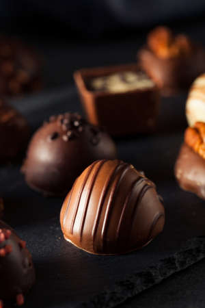 Homemade Dark Chocolate Truffles for Valentine's Dayの写真素材
