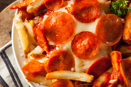 Homemade Pepperoni and Cheese PIzza French Fries with Sauce