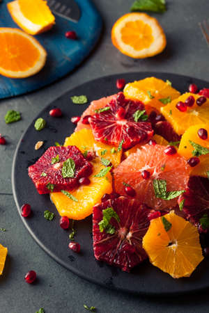 Raw Homemade Citrus Salad with Grapefruit and Orangesの写真素材