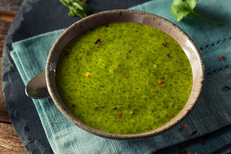 Raw Organic Green Chimichurri Sauce Ready to Useの写真素材