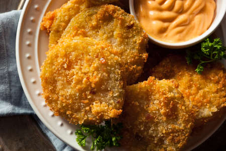 Homemade Fried Green Tomatoes Ready to Eatの写真素材